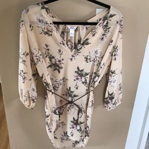 Long flower blouse with belt